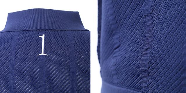 HERG1 ストライプメッシュニットポロ gu23pe14 ディティール