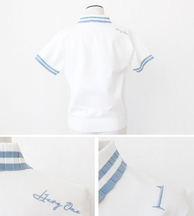 HERG1 プリーツ衿ニットポロ gw23pe162 ディティール