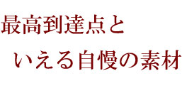 最高到達点といえる自慢の素材
