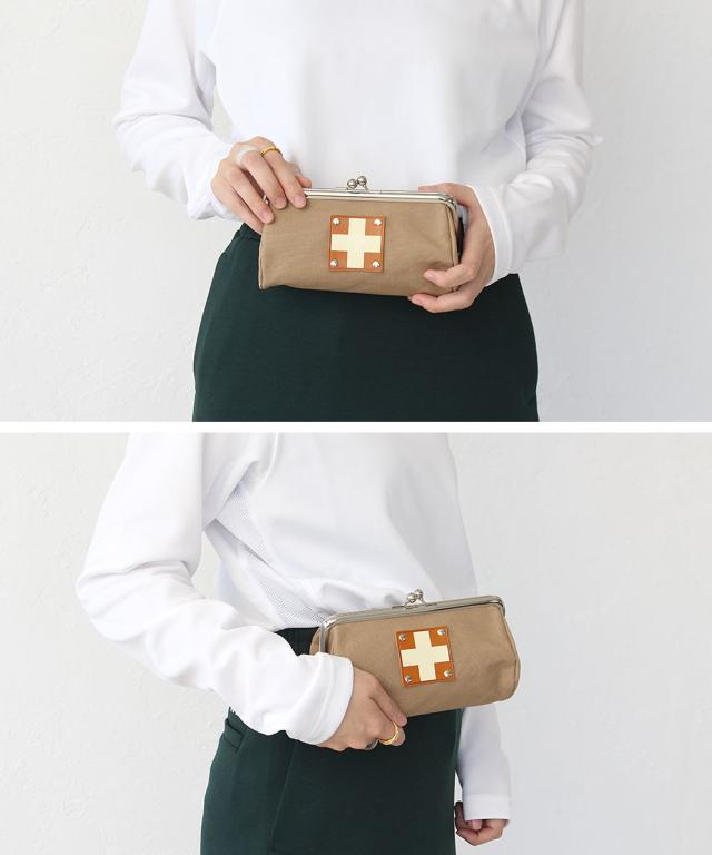 木の庄帆布 6寸がま口ポーチ