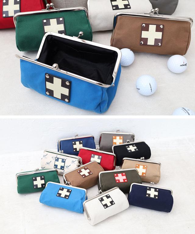 木の庄帆布 6寸がま口ポーチ