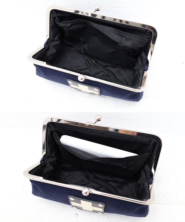 木の庄帆布 6寸がま口ポーチ