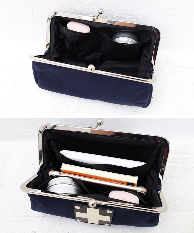 木の庄帆布 6寸がま口ポーチ