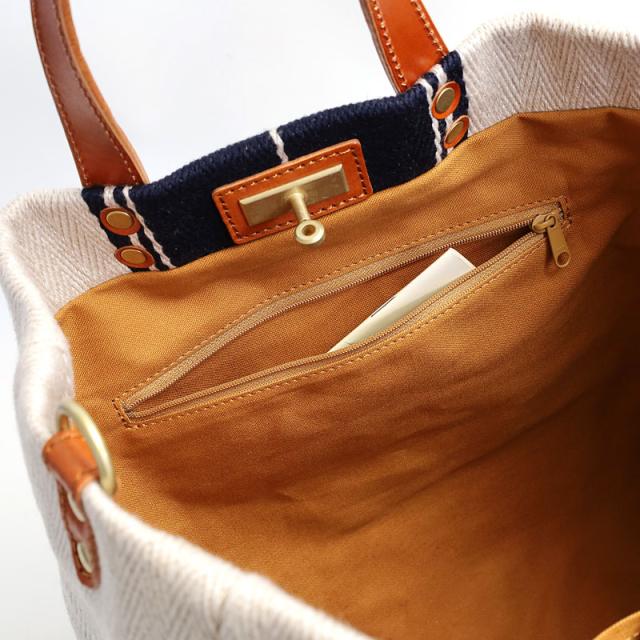 シーガルシップ レーヨンリネンヘリンボーン帆布 2WAYトートバッグ smak703