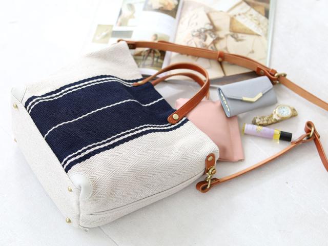 シーガルシップ レーヨンリネンヘリンボーン帆布 2WAYトートバッグ smak704