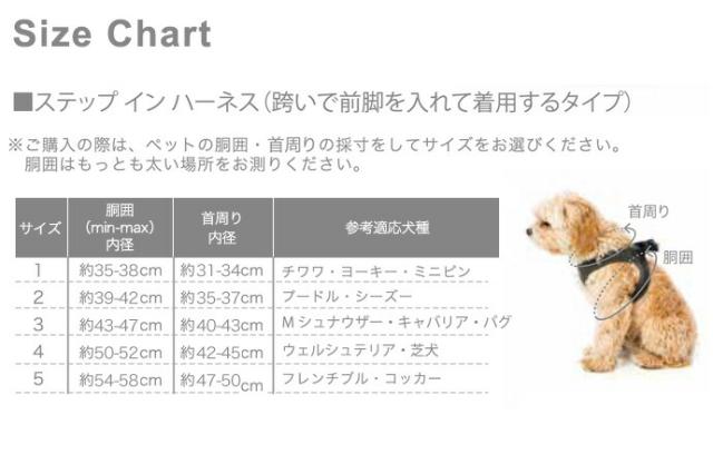 ファズヤード ステップインハーネス サイズガイド