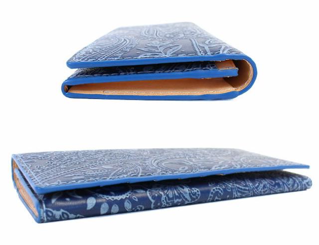 バギーポート 藍染め ペイズリー型押し かぶせ長財布 zys190