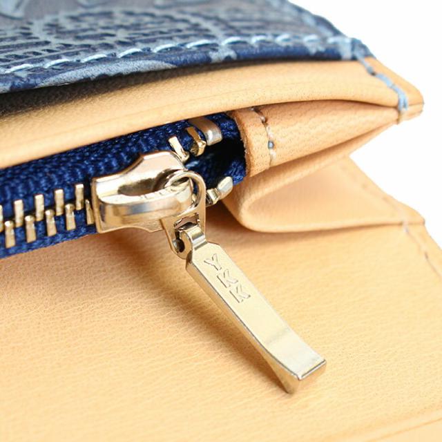 バギーポート 藍染め ペイズリー型押し かぶせ長財布 zys190