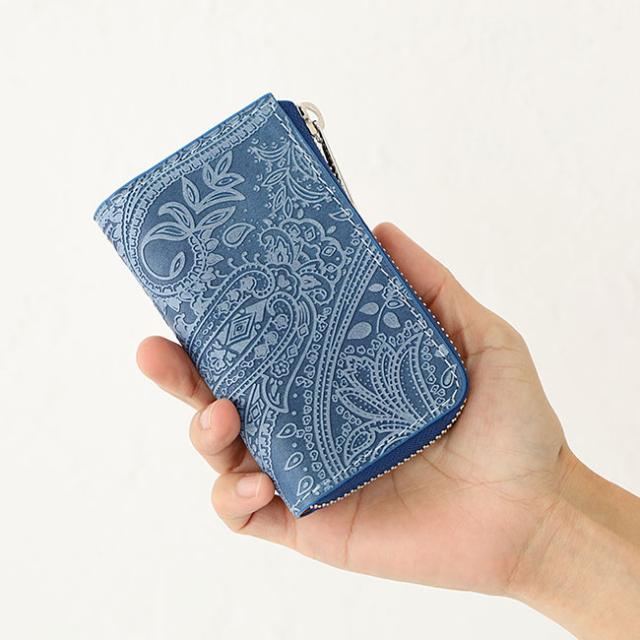 バギーポート 藍染め ペイズリー型押し キーケース zys193