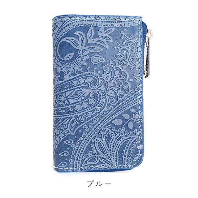 バギーポート 藍染め ペイズリー型押し キーケース zys193