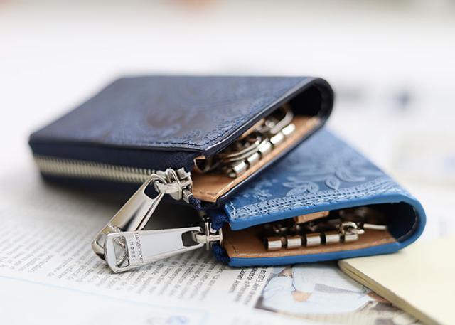 バギーポート 藍染め ペイズリー型押し キーケース zys193