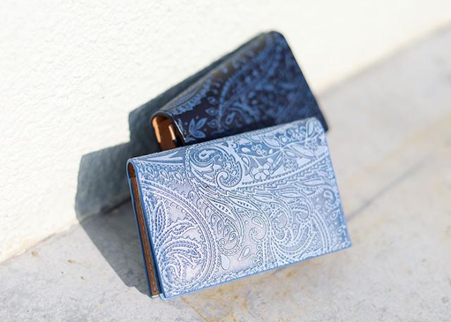 バギーポート 藍染め ペイズリー型押し カードケース zys194
