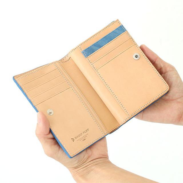 バギーポート 藍染め ペイズリー型押し 二つ折り財布 zys196