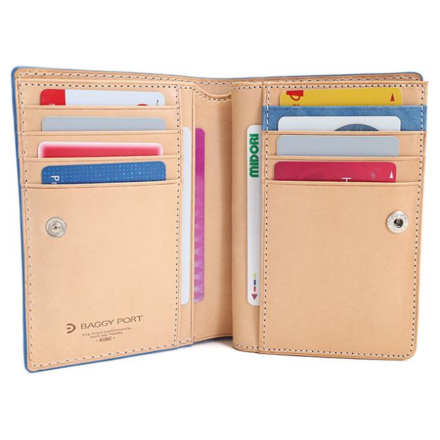 バギーポート 藍染め ペイズリー型押し 二つ折り財布 zys196