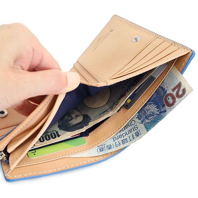 バギーポート 藍染め ペイズリー型押し 二つ折り財布 zys196