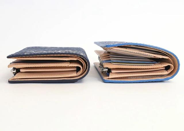 バギーポート 藍染め ペイズリー型押し 二つ折り財布 zys196