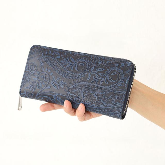 バギーポート 藍染め ペイズリー型押し 長財布 zys197