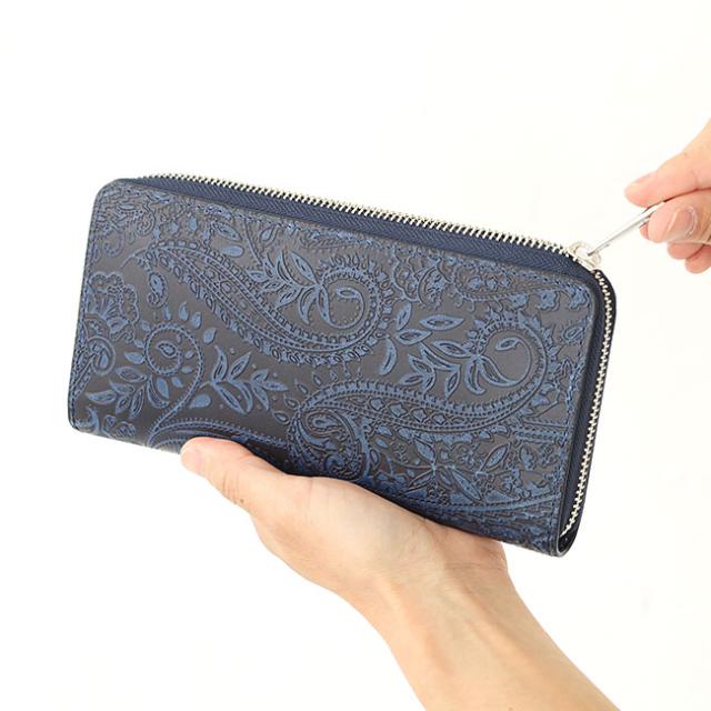 バギーポート 藍染め ペイズリー型押し 長財布 zys197