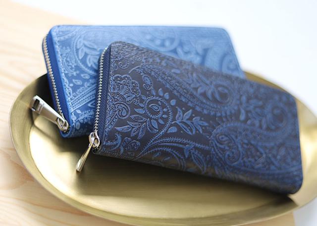 バギーポート 藍染め ペイズリー型押し 長財布 zys197