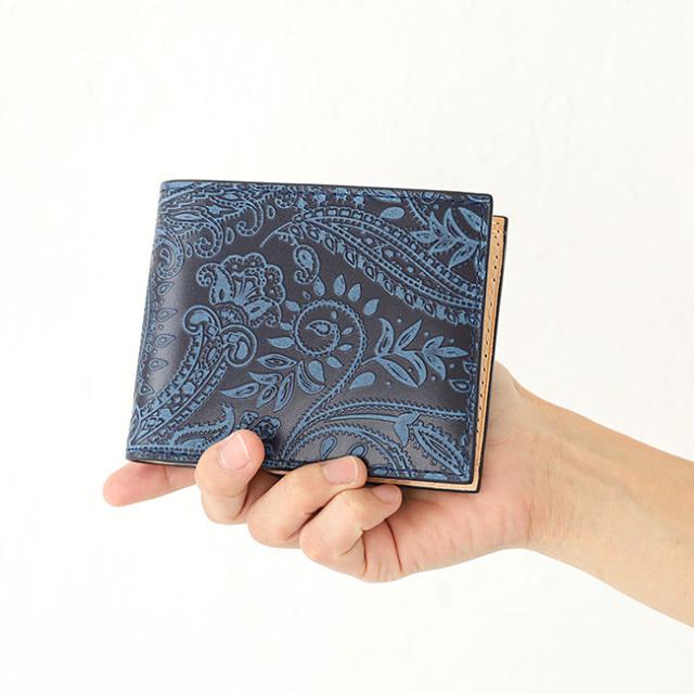 バギーポート 藍染め ペイズリー型押し 札入れ zys198