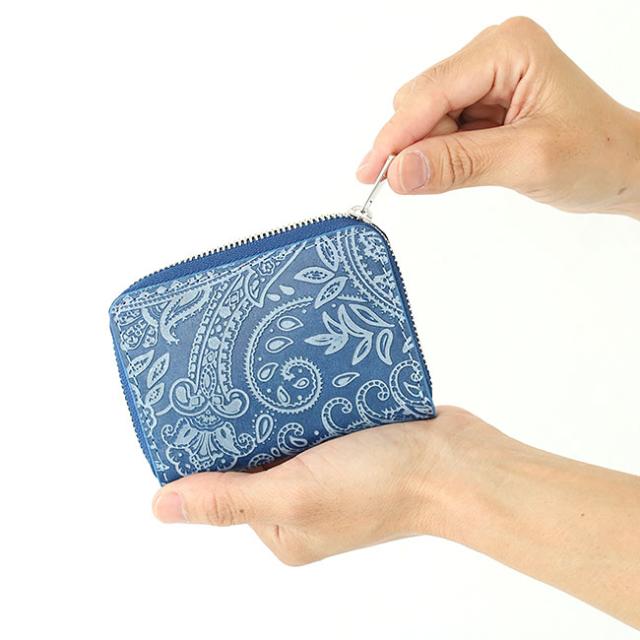 バギーポート 藍染め ペイズリー型押し 小銭入れ zys199