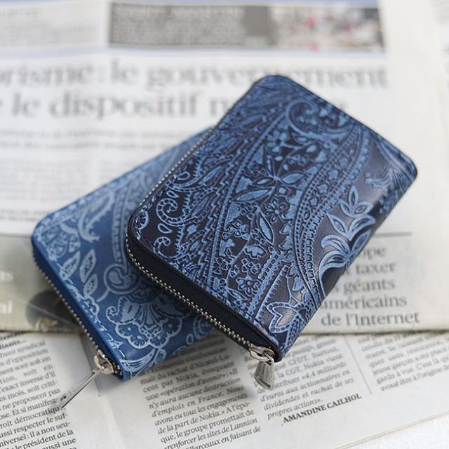 バギーポート 藍染め ペイズリー型押し 小銭入れ zys199