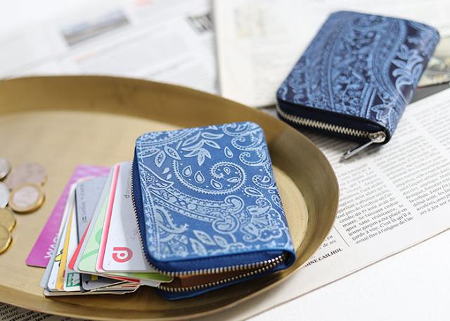 バギーポート 藍染め ペイズリー型押し 小銭入れ zys199