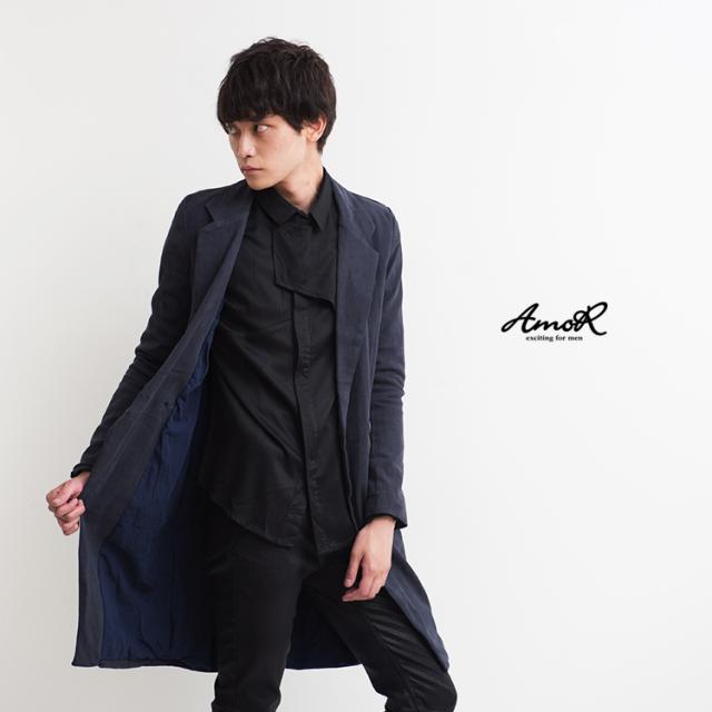 注目の ジャケット メンズ ロング 青みがかった黒 無地 黒 麻 リネン アウター ロング丈 ブラック モード系 Amor 艶黒 最安値に挑戦 Www Centrodeladultomayor Com Uy