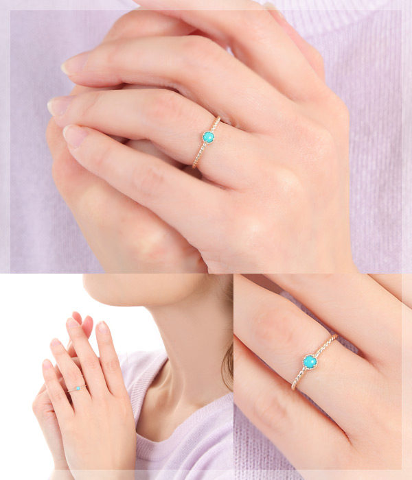 ターコイズ トルコ石 リング K10YG/PG/WG