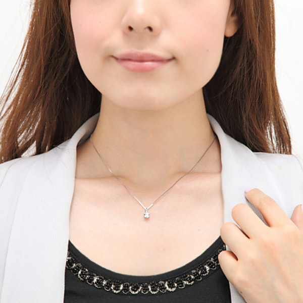 スーパー キュービックジルコニア 5mm ネックレス キュービック cz K10WG/K18YG ティファニー6本爪 (ダイヤ換算で約0.4ct〜0.5ct) 大粒 大きめ