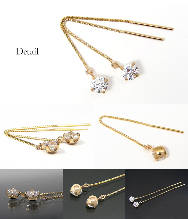 K10YG/PG/WG スーパーキュービックジルコニア4mm(cz) アメリカンピアス