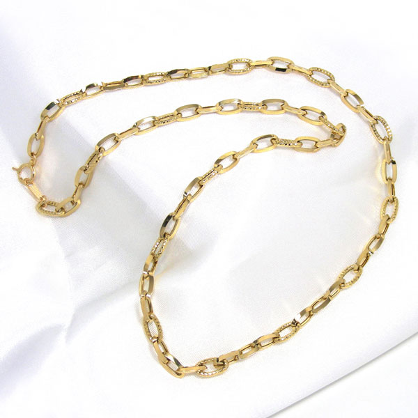 【日本製 数量限定】 K18 プレイド ペーパー クリップチェーン 50cm 18金 18k イエロー ゴールド 地金 デザイン 鎖 太い 太め 幅5.7mm チェーンネックレス エクセレンテ 楽わ