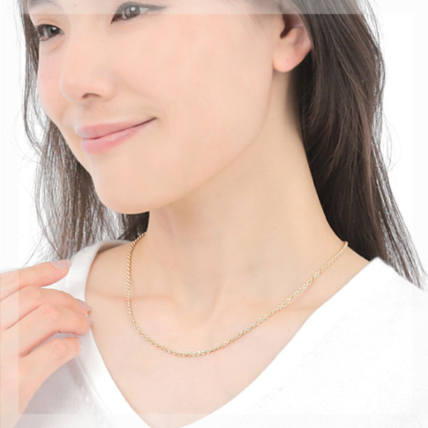 【日本製】 18金 K18 18k ゴールド パイプ ロープ チェーン 幅2.1mm 45cm デザインチェーン ネックレス