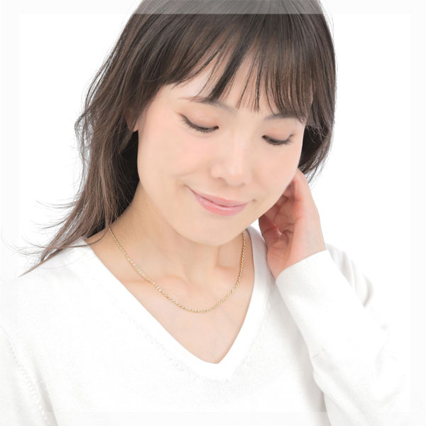 【日本製】 18金 K18 18k ゴールド パイプ ロープ チェーン 幅2.1mm 45cm デザインチェーン ネックレス