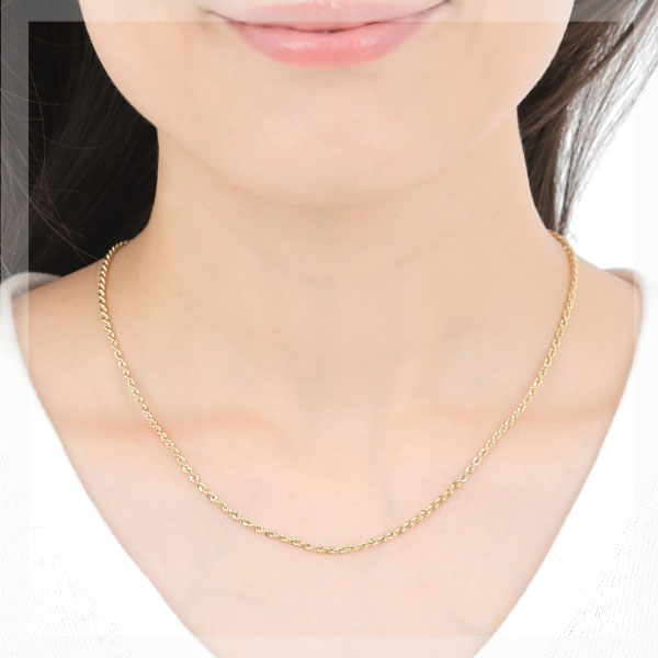 【日本製】 18金 K18 18k ゴールド パイプ ロープ チェーン 幅2.1mm 45cm デザインチェーン ネックレス