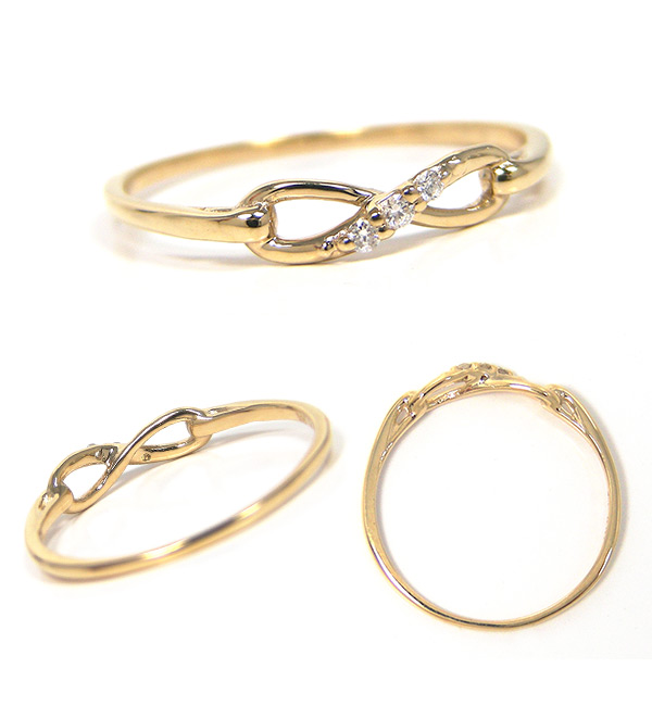 ダイヤモンド インフィニティ ピンキーリング K10/K18 YG/PG/WG 10k 10金 18k 18金
