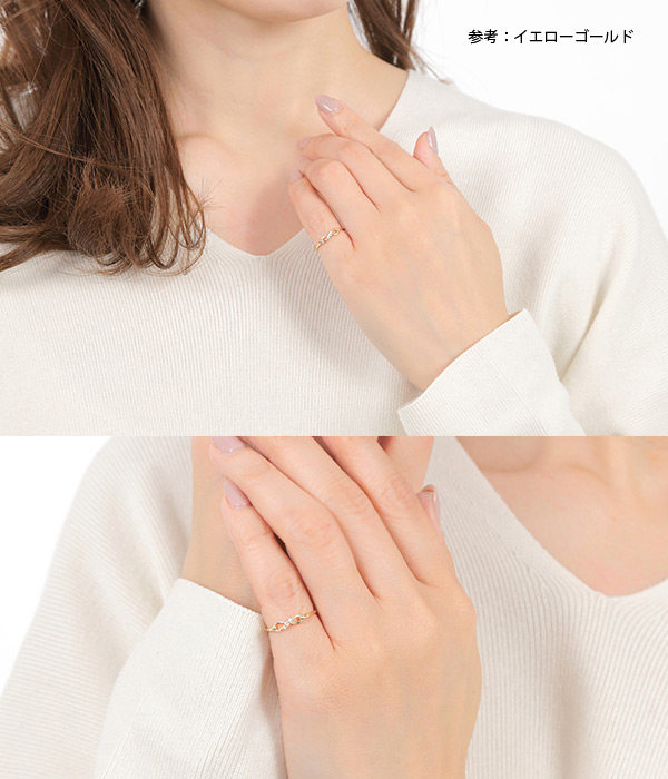 ダイヤモンド インフィニティ ピンキーリング K10/K18 YG/PG/WG 10k 10金 18k 18金