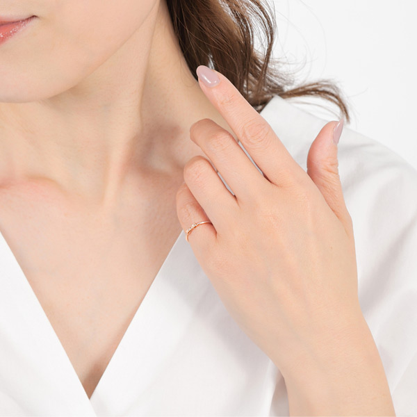 リボンピンキーリングK10PG/YG/WG10k10金