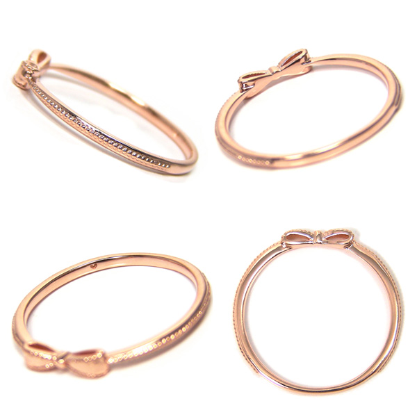 リボンピンキーリングK10PG/YG/WG10k10金