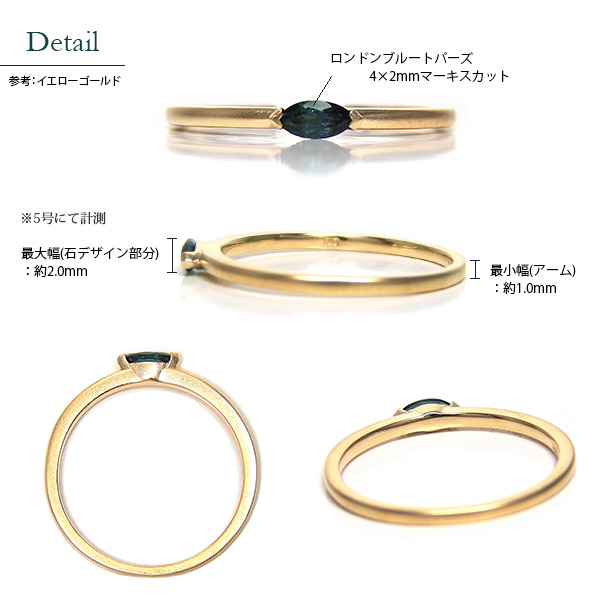 ロンドンブルートパーズ ピンキーリング K10YG/PG/WG