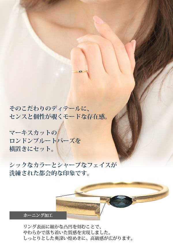 ロンドンブルートパーズ ピンキーリング K10YG/PG/WG