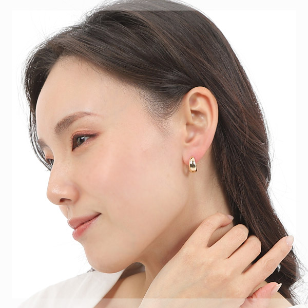 月甲丸 スナップ フープピアス ムーンピアス K10YG 10k 10金 イエローゴールド 幅7mm 外径15mm