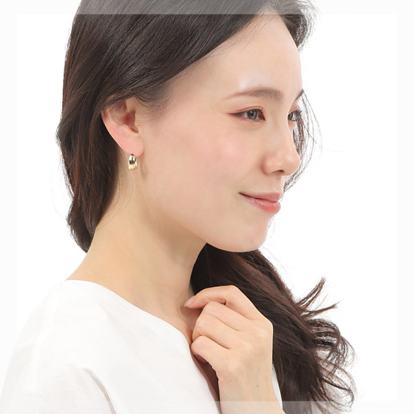 月甲丸 スナップ フープピアス ムーンピアス K10YG 10k 10金 イエローゴールド 幅7mm 外径15mm