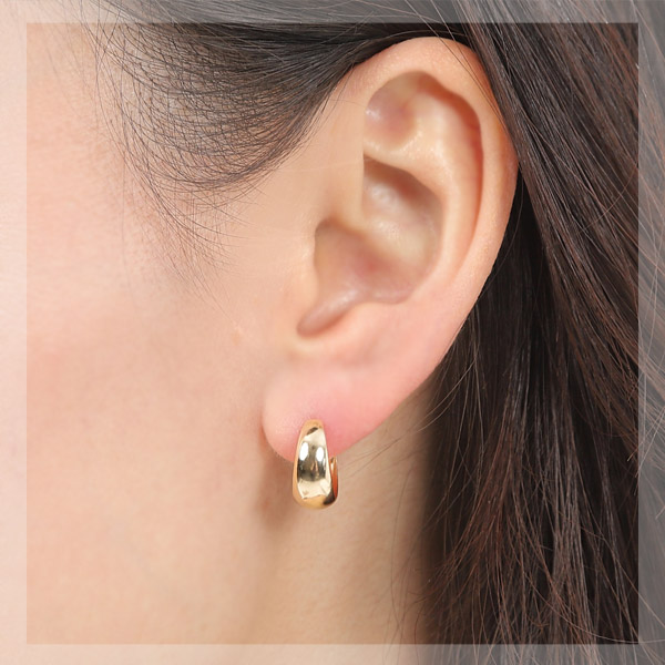 月甲丸 スナップ フープピアス ムーンピアス K10YG 10k 10金 イエローゴールド 幅7mm 外径15mm