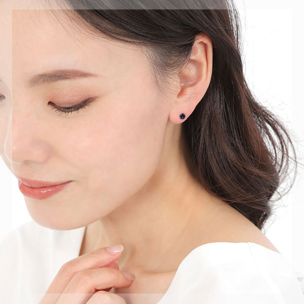 アイオライト ピアス K10WG 10k 10金 4mm ホワイト ゴールド 青 紫