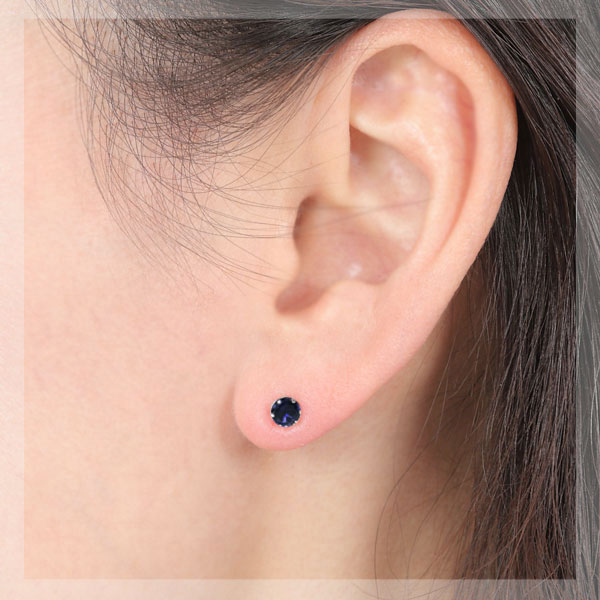 アイオライト ピアス K10WG 10k 10金 4mm ホワイト ゴールド 青 紫