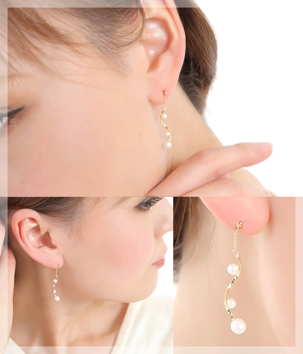 淡水パールピアス真珠K10YG