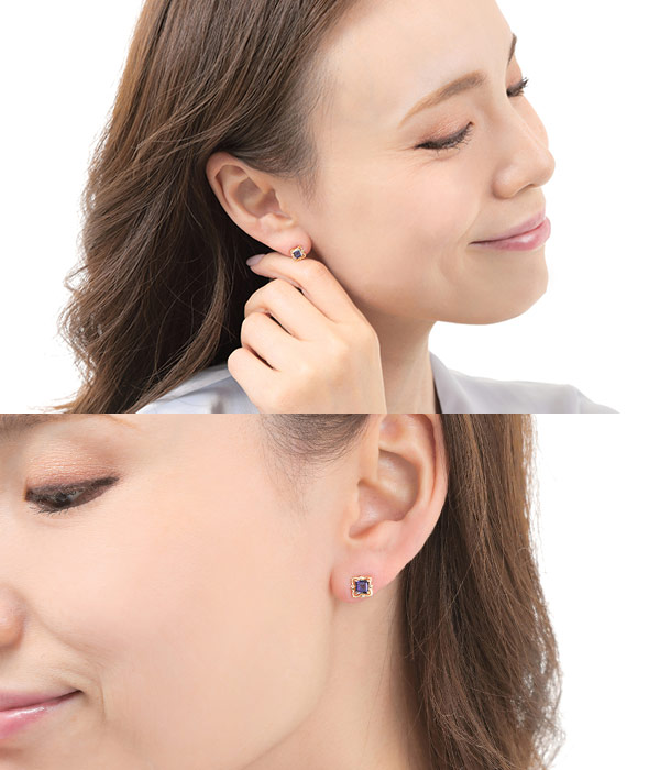 アイオライト ピアス K18YG イエローゴールド