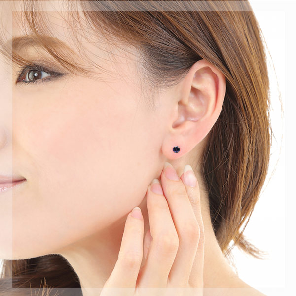 アイオライト ピアス 4mm K10YG 10金 10k イエロー ゴールド