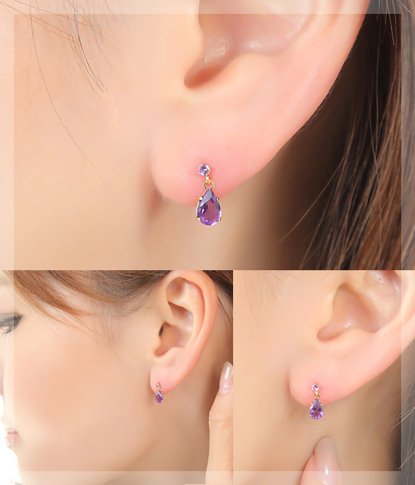 アメジスト ピアス イエローゴールド K10YG